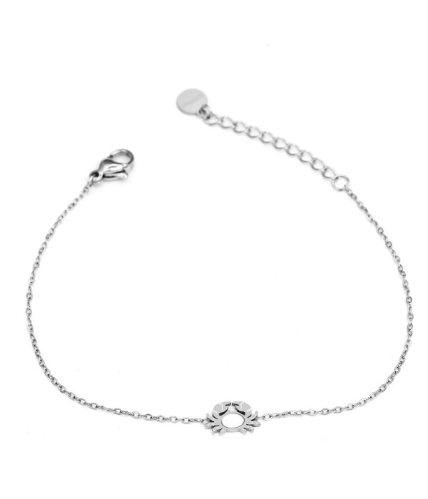 Pulsera plateada con cangrejo con nácar