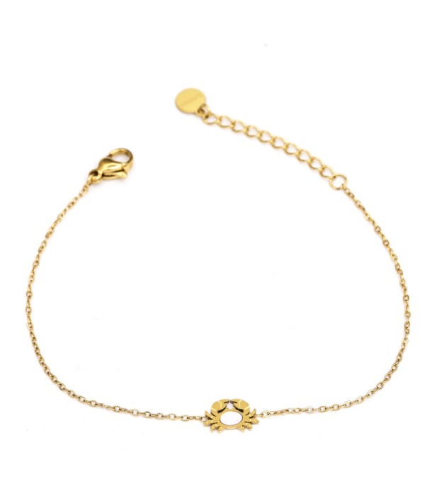 Pulsera dorada con cangrejo con nácar