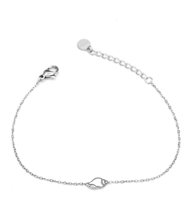 Pulsera plateada con caracola con nácar