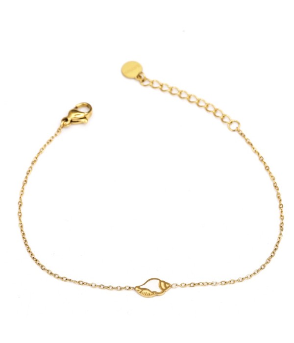 Pulsera dorada con caracola con nácar