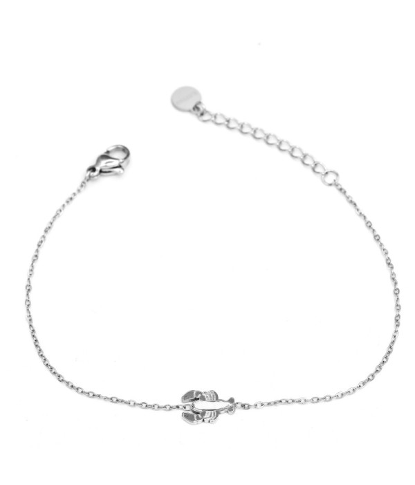 Pulsera plateada con langosta con nácar