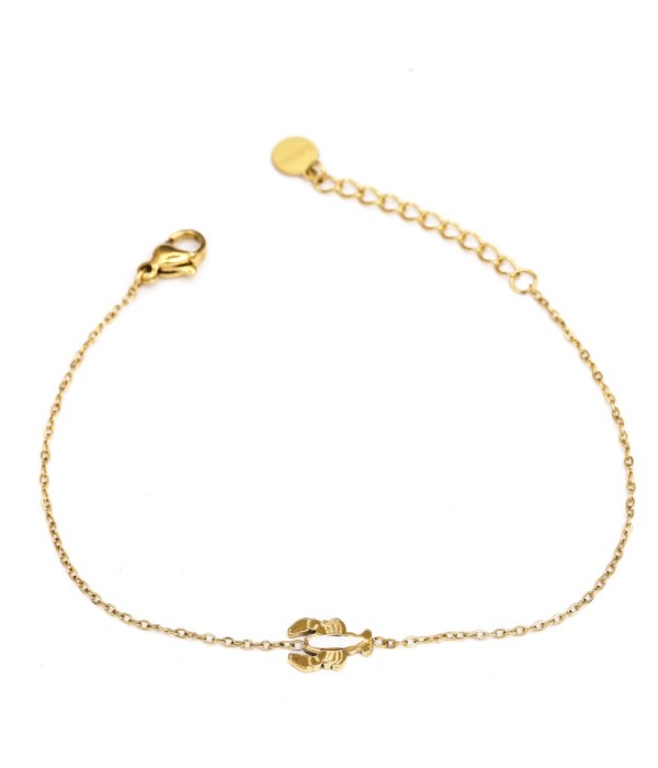 Pulsera dorada con langosta con nácar