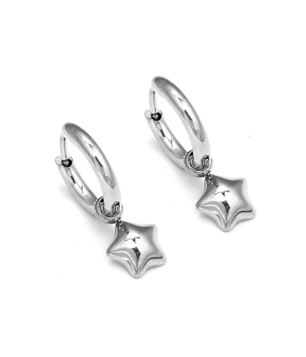 Pendientes de aro plateados con colgantes de...