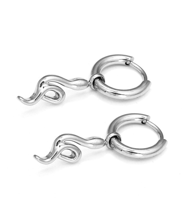 Pendientes de aro plateados con colgantes de serpiente