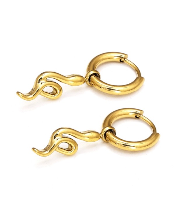 Pendientes de aro dorados con colgantes de serpiente