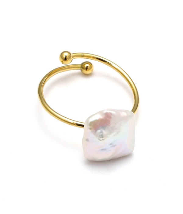 Anillo abierto con perla natural