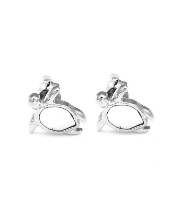 Pendientes plateados de tortuga con nácar