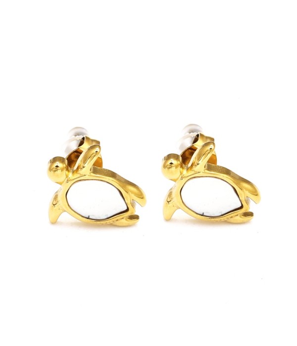 Pendientes dorados de tortuga con nácar