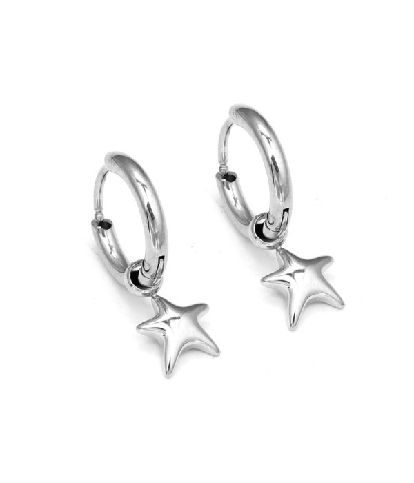 Pendientes de aro plateados con colgantes de...