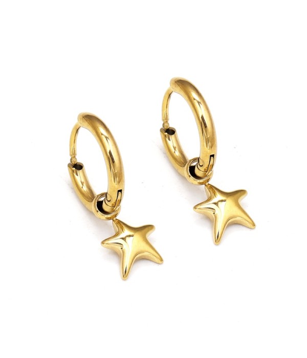 Pendientes de aro dorados con colgantes de estrella