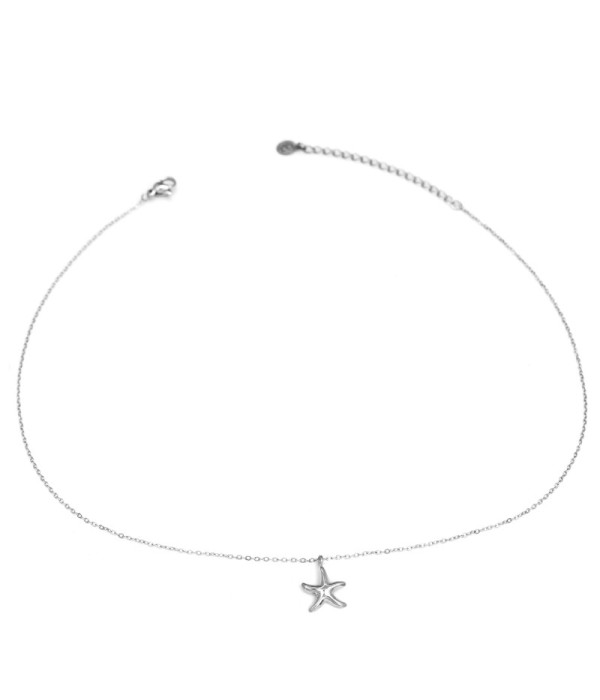 Collar plateado con colgante de estrella de mar