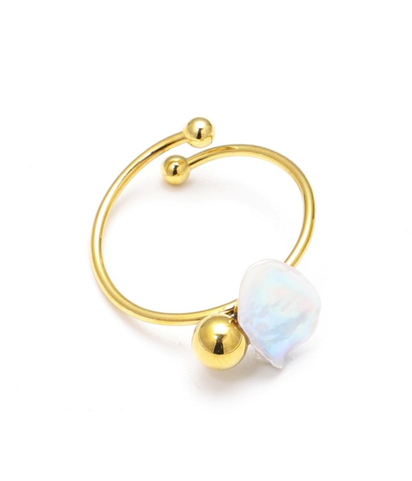 Anillo abierto con perla natural
