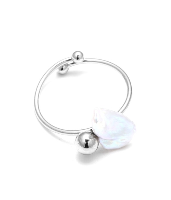 Anillo abierto con perla natural