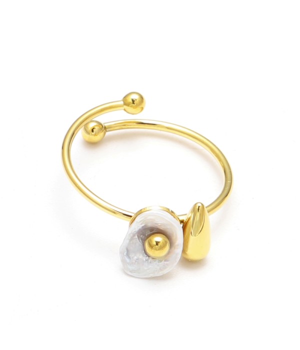Anillo abierto con perla natural
