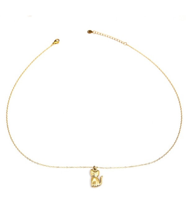 Collar dorado con colgante de gato