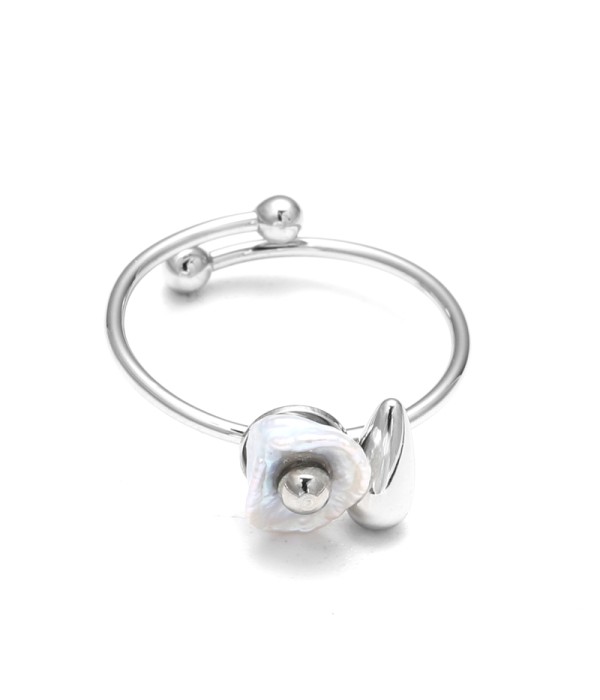 Anillo abierto con perla natural 2