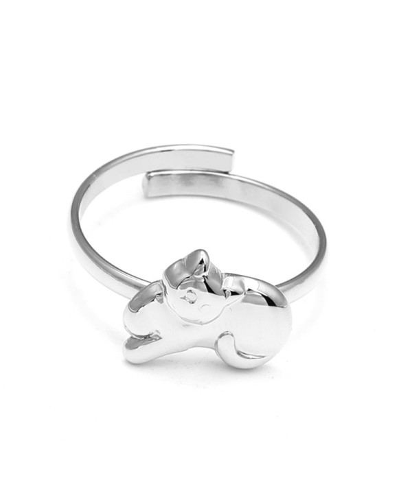 Anillo plateado de gato
