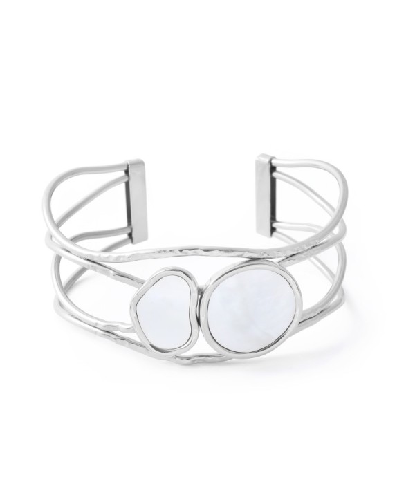 Brazalete de dos formas circulares con nácar