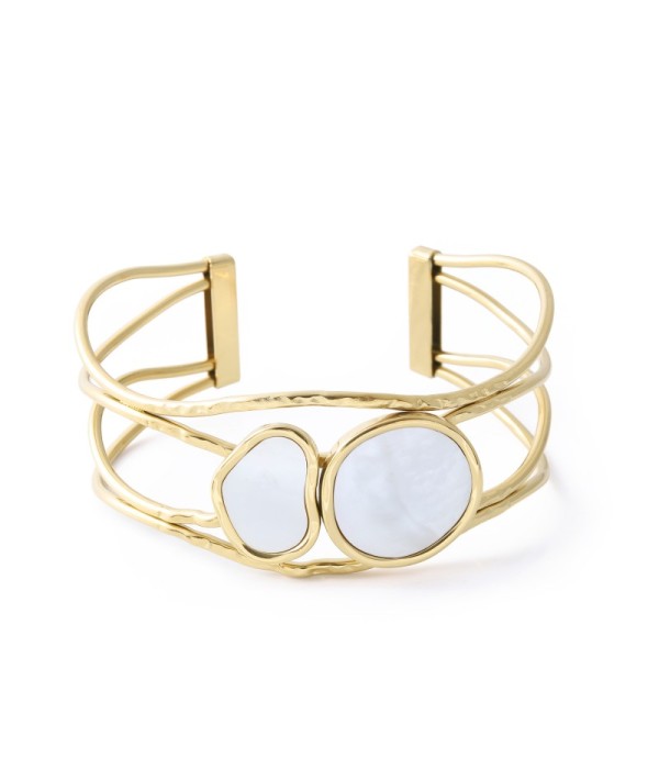 Brazalete de dos formas circulares con nácar