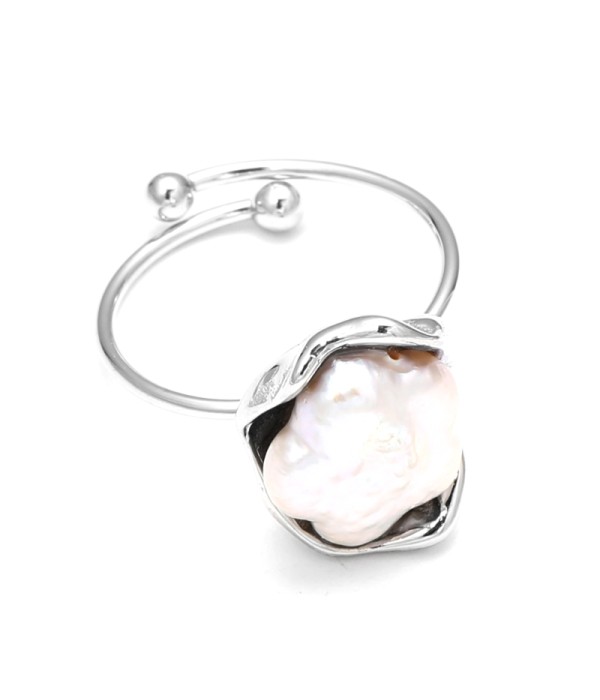 Anillo abierto con perla natural 2