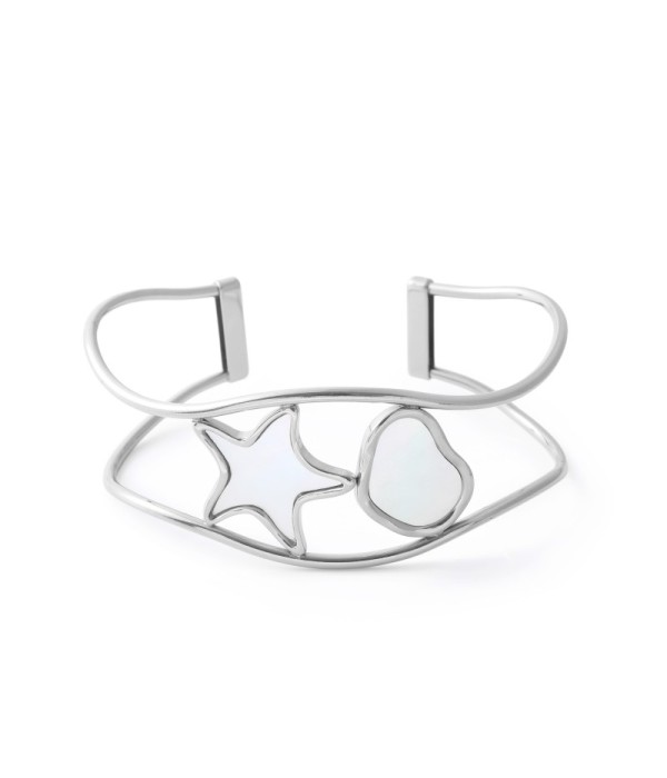 Brazalete de estrella de mar y círculo irregular con nácar 2