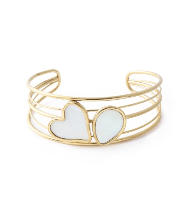 Brazalete de corazón y gota con nácar