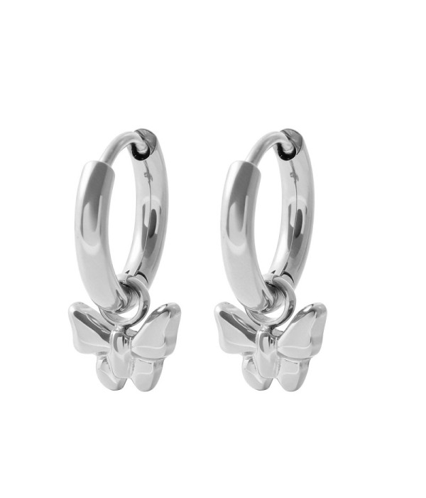 Pendientes de aro plateados con colgantes de...