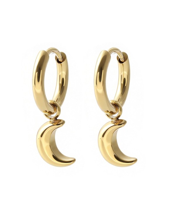 Pendientes de aro dorados con colgantes de luna