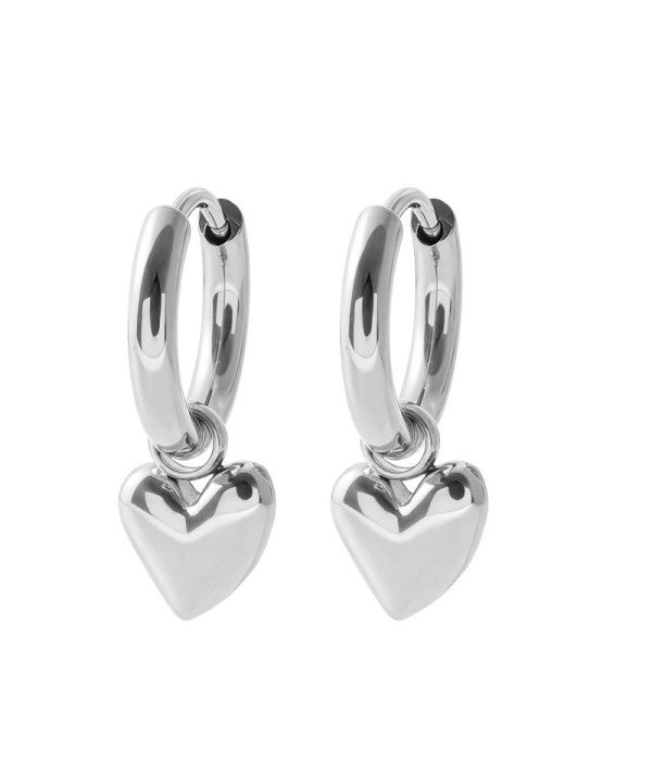 Pendientes de aro plateados con colgantes de...