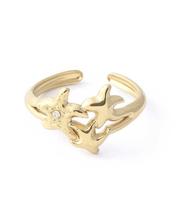 Anillo de estrellas de mar con circonita