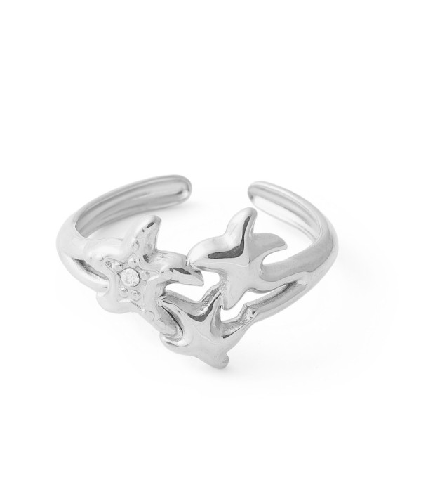 Anillo de estrellas de mar con circonita