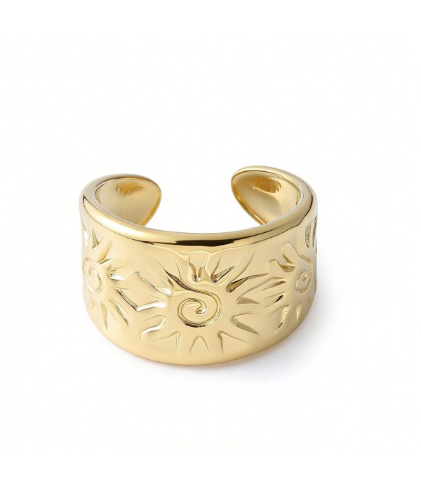 Anillo ancho con grabado decorativo