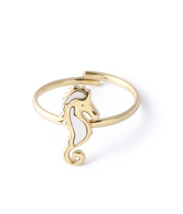 Anillo de caballito de mar con nácar