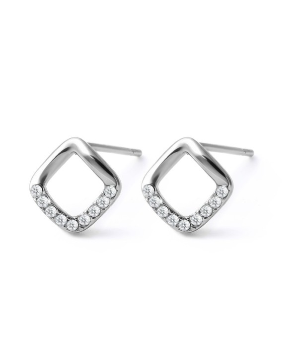Pendientes plateados en forma de rombo con circonias