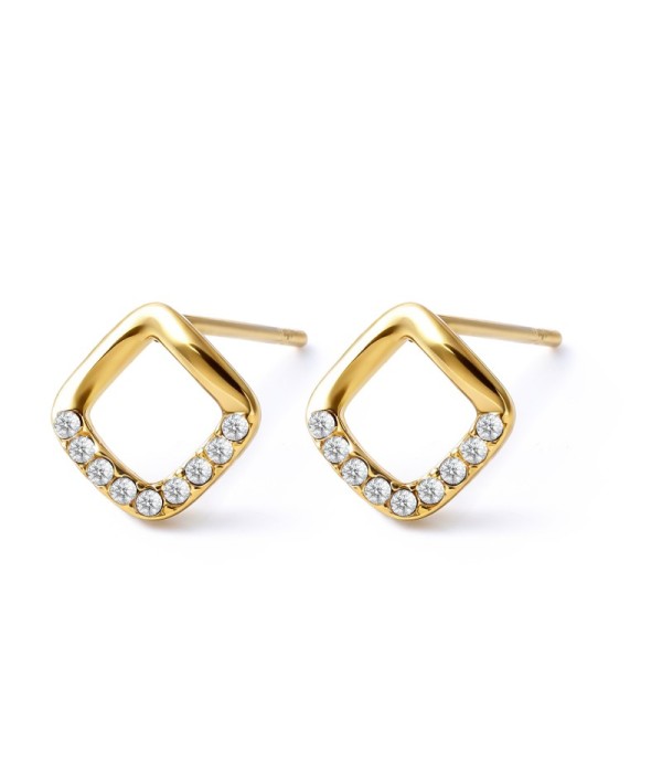 Pendientes dorados en forma de rombo con circonias