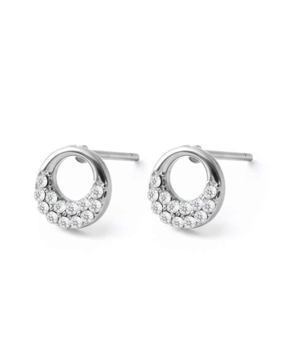 Pendientes plateados de forma circular con...