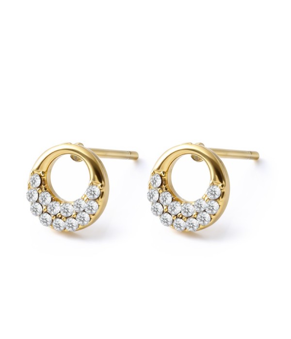 Pendientes dorados de forma circular con circonias