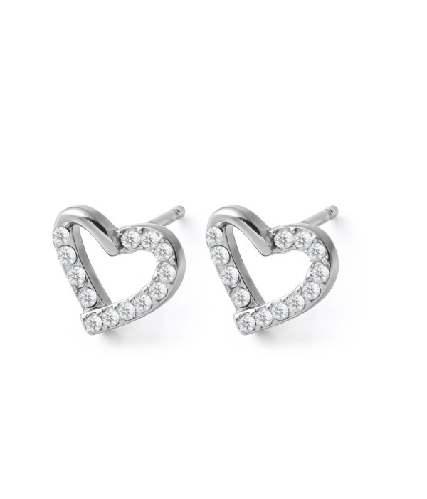 Pendientes plateados en forma de corazón con...