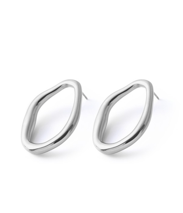 Pendientes plateados ovalados de diseño...