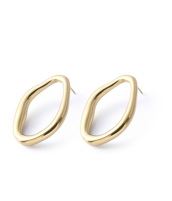 Pendientes dorados ovalados de diseño minimalista