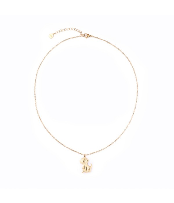 Collar dorado con colgante de perro
