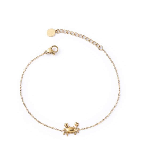 Pulsera fina dorada con colgante de cangrejo