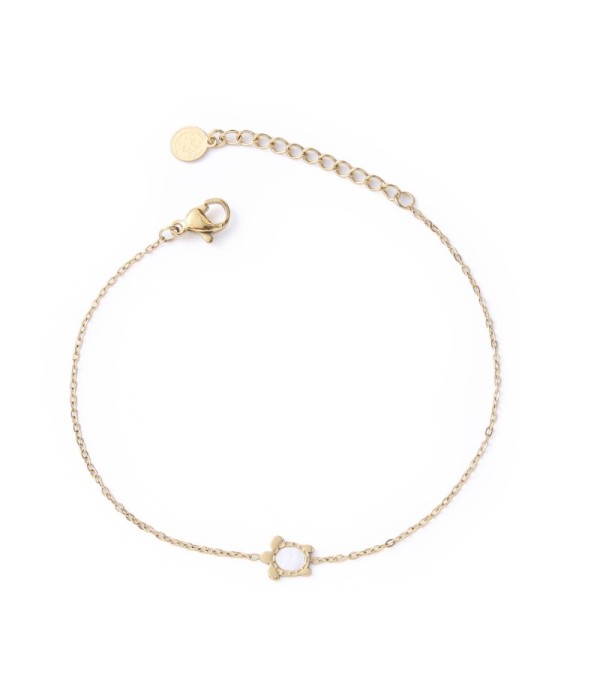 Pulsera dorada con tortuga con nácar