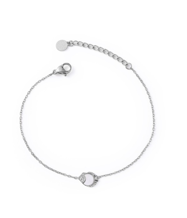 Pulsera plateada con pescado con nácar
