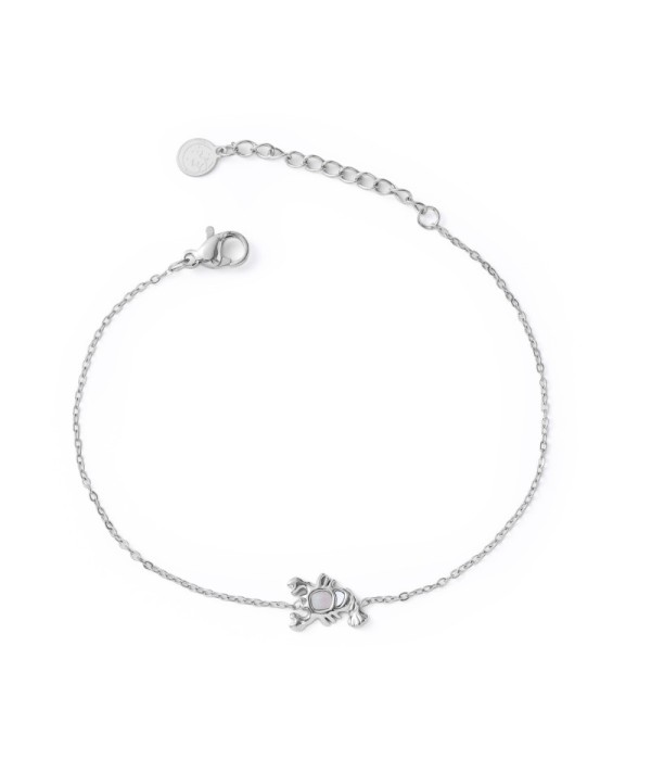 Pulsera plateada con langosta con nácar