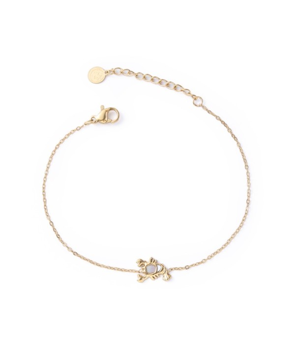 Pulsera dorada con langosta con nácar