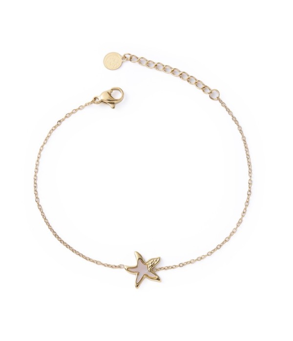Pulsera dorada con estrella de mar con nácar