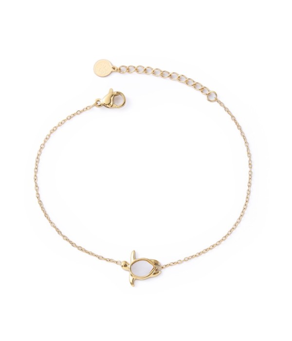 Pulsera dorada con tortuga con nácar