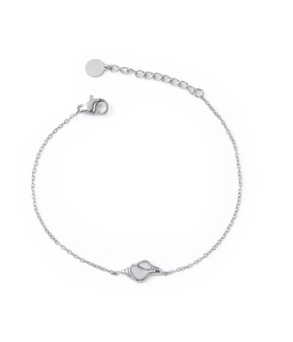 Pulsera plateada con caracola con nácar