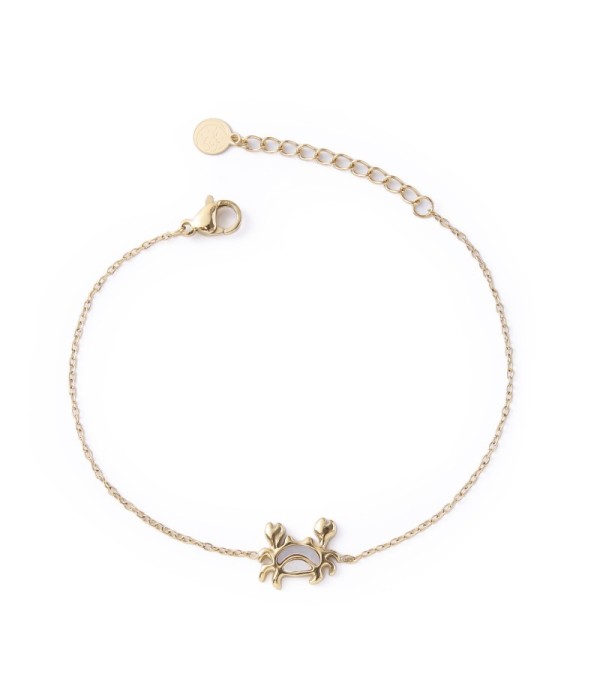 Pulsera dorada con cangrejo con nácar